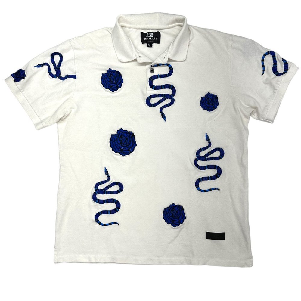 Damati Snakes and Roses Pique Polo (XL)